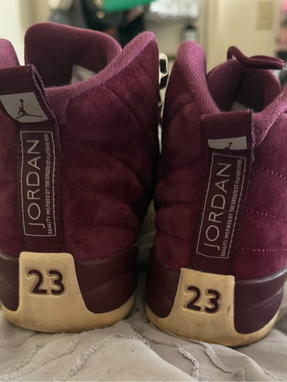 Mens  Burgundy Suede High-Top Athletic Sneakers